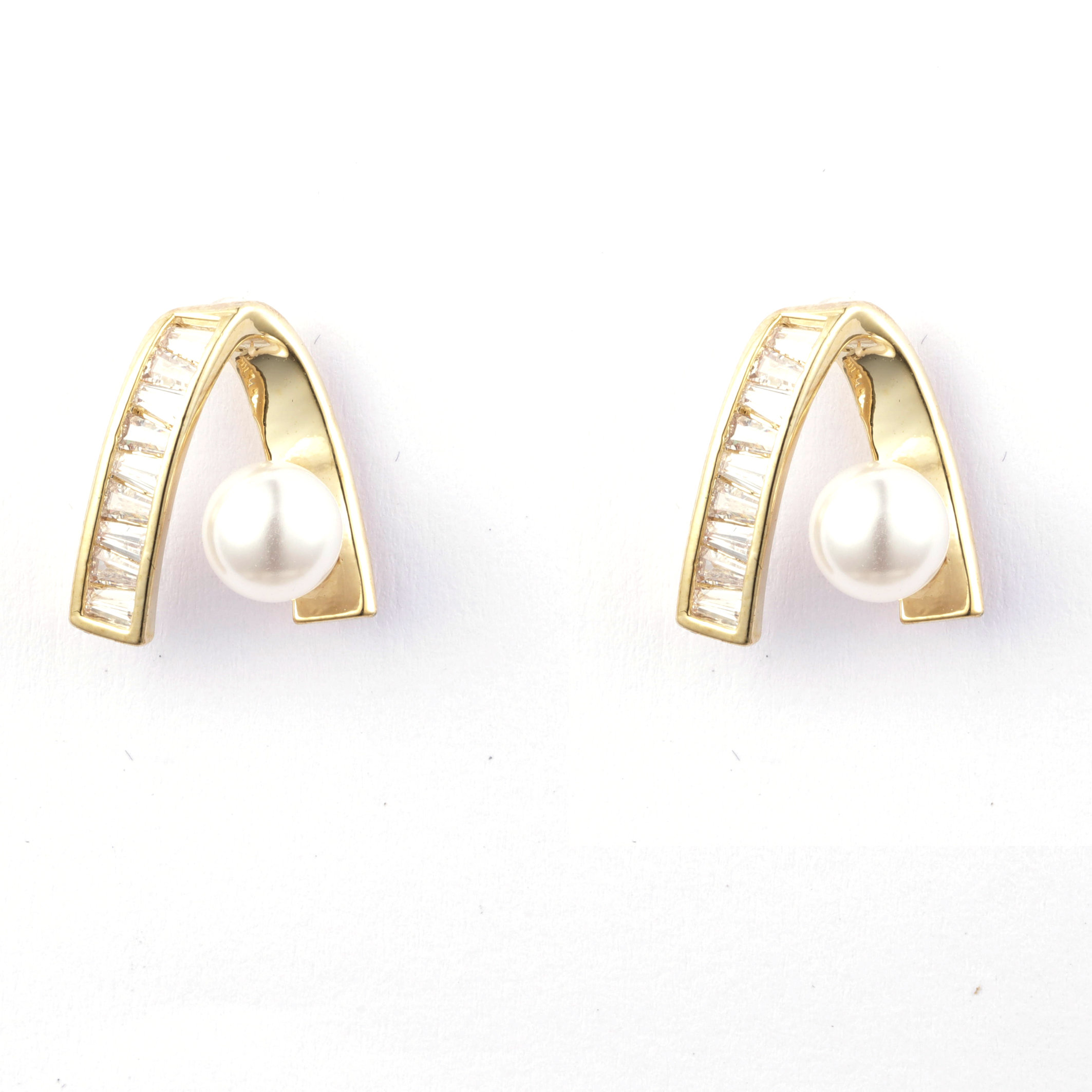 时尚首饰系列珍珠锆石耳环