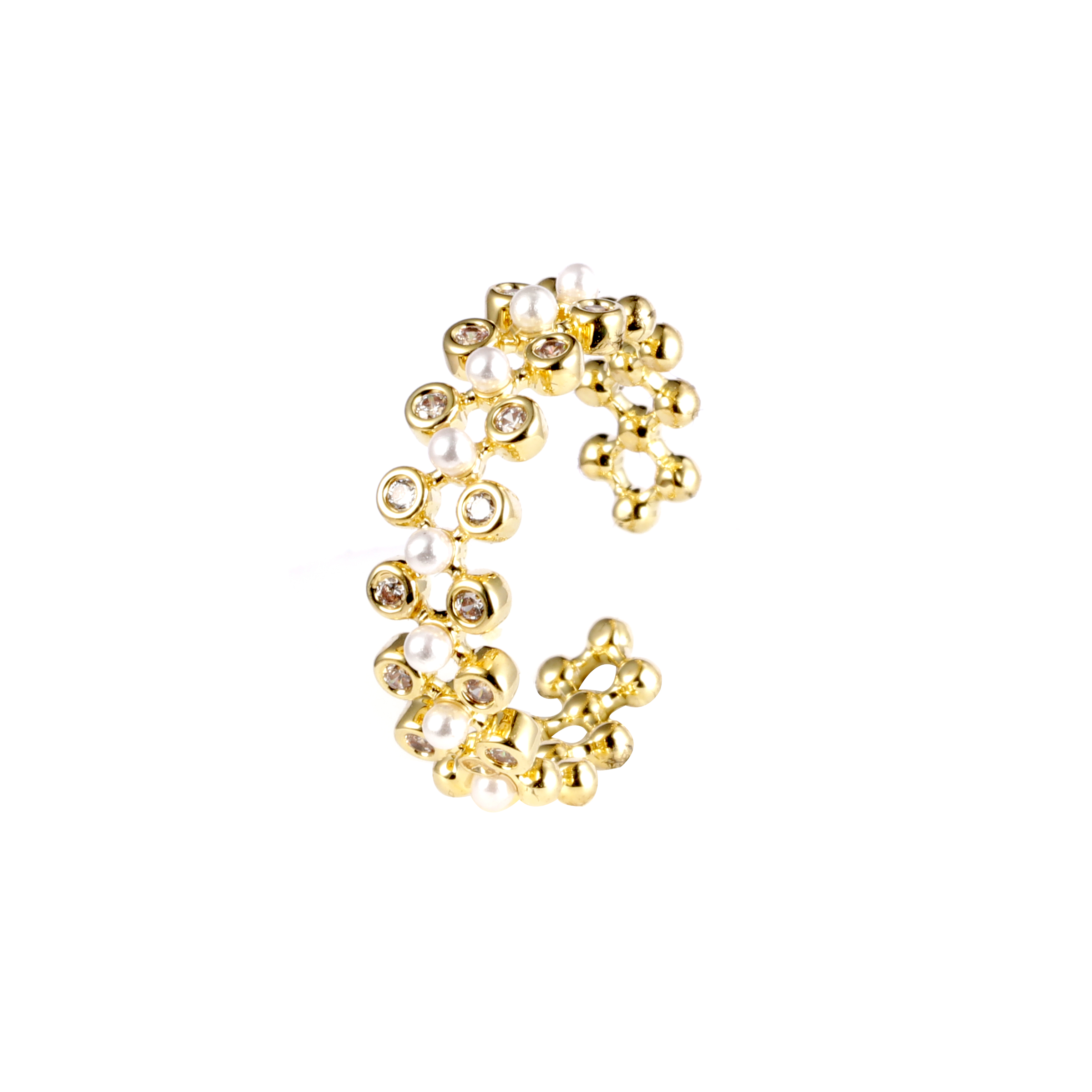 方晶锆石配珍珠时尚款戒指