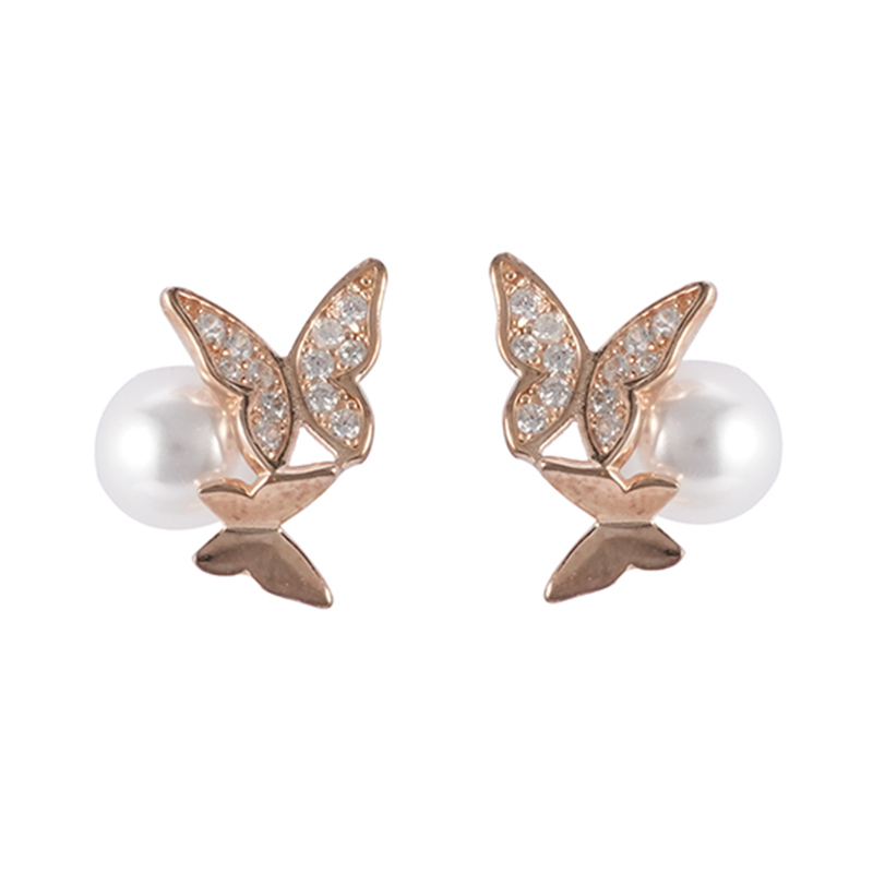 有货 Basic 珍珠方晶锆石耳环