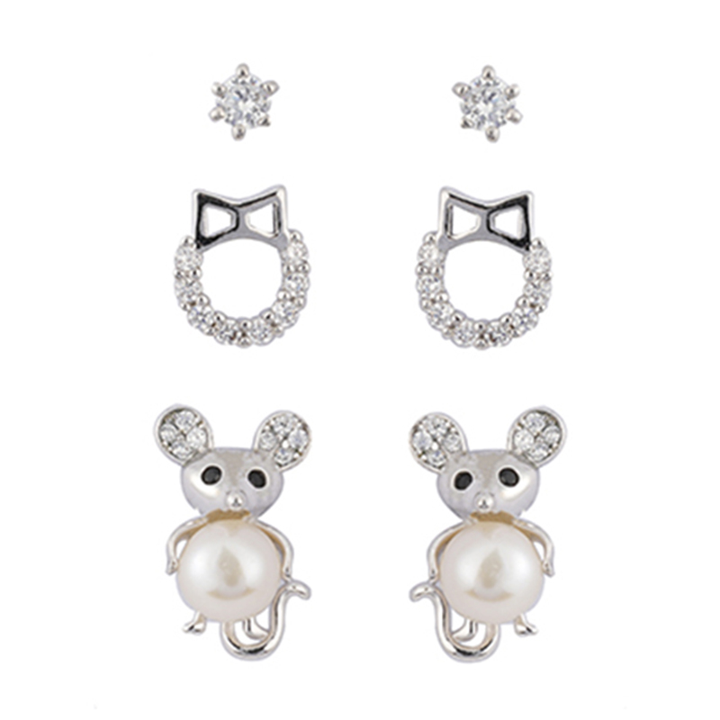 多件套珍珠老鼠耳环$2.4~2.9