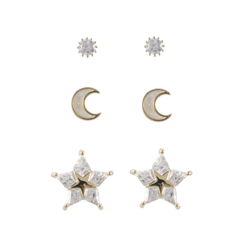 圆点月亮星星3对耳环$4.18~4.6