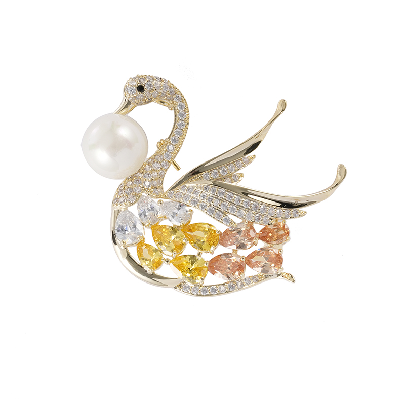 人造珍珠装饰天鹅胸针 4.3-4.8 美元