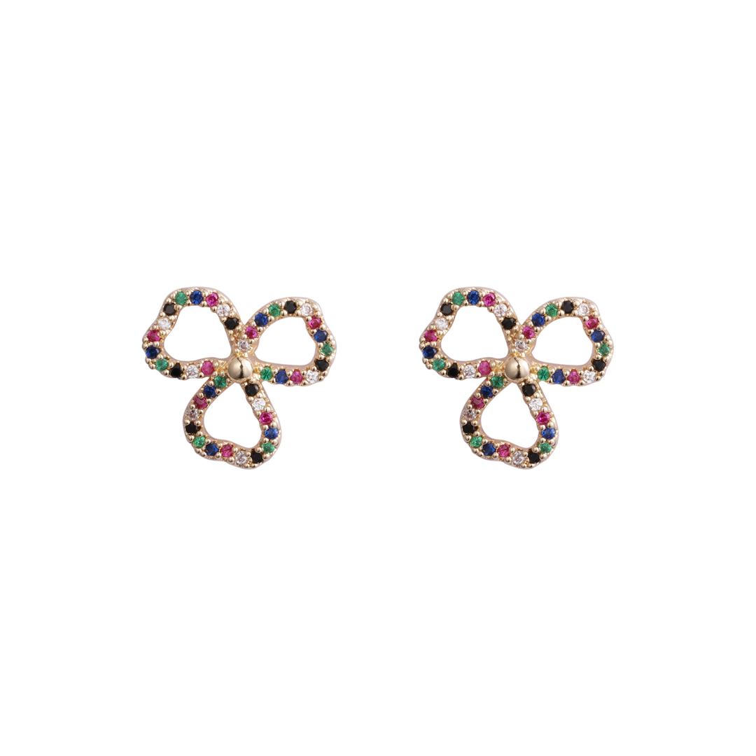 彩色方晶锆石装饰结形耳环
